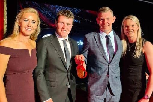 Host Iona Stephen, Bob MacIntyre, Stephen Gallacher and Vicky Wright at the Stephen Gallacher Foundation dinner at Prestonfield House Hotel in Edinburgh. Picture: Bounce Sport