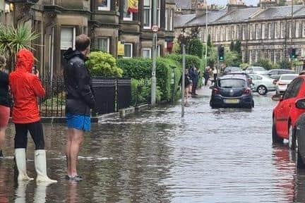 Edinburgh and the Lothians could see flooding in some areas if heavy downpours continue.
