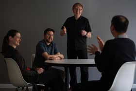 Shona Martin (sensor engineer), Tim Lukins (co-founder and CTO), Anthony Ashbrook (co-founder and CEO) and Wei Deng (senior software engineer) of Machines With Vision. Picture: Stewart Attwood