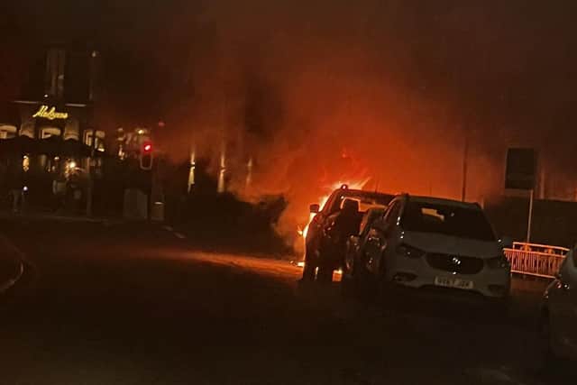 Shocked locals spotted a car blaze near the Bruntsfield and Morningside areas of Edinburgh on Monday evening. (Photo credit: Ross Byers)