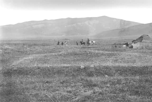 Excavation of the Kara-Djigach site, in the Chu-Valley of Kyrgyzstan within the foothills of the Tian Shan mountains
Pic: A.S. Leybin, August 1886
