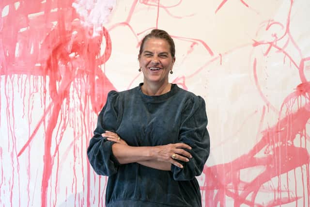 Artist Tracey Emin alongside a piece titled 'Wet' which features in her first Scottish show since 2008. Picture: Jane Barlow/PA Wire