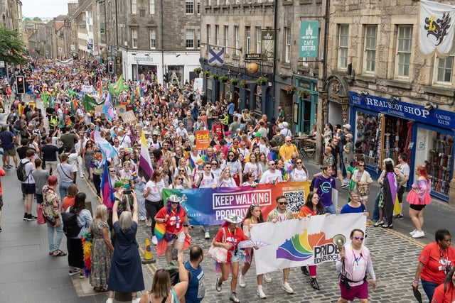 Thousands turn out for Scotland’s longest running LGBTQIA+ celebration. Photo: Lesley Martin/PA Wire
