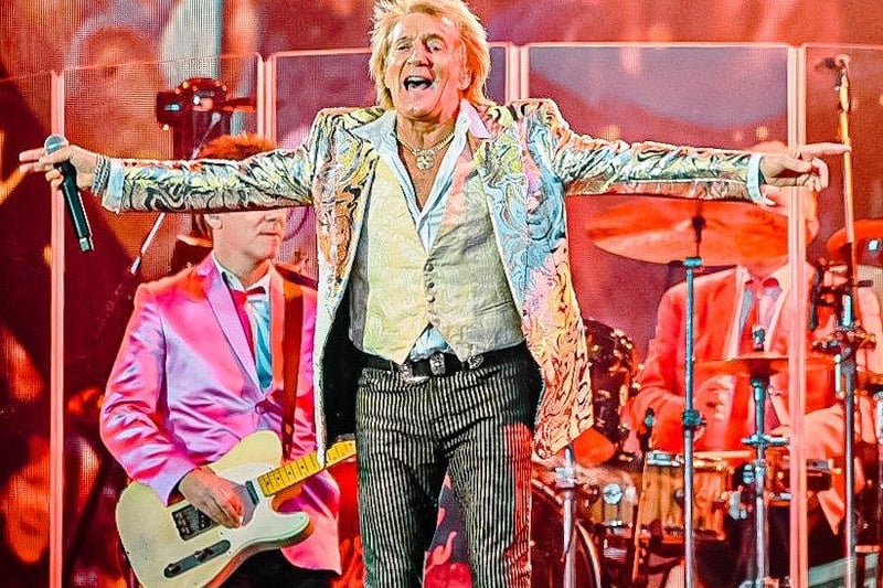Rod Stewart performing at Edinburgh Castle on July 6, 2023.