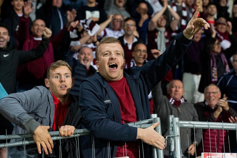 Fans enjoy a UEFA Europa Conference League victory away to RFS at the Skonto Stadio in September