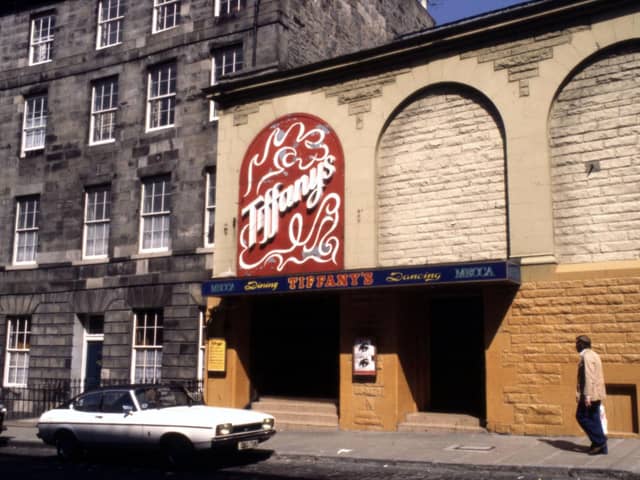 Exterior of Tiffany's discoteque in St Stephen Street, Stockbridge Edinburgh in November 1980. The nightclub sadly burned down a decade later.