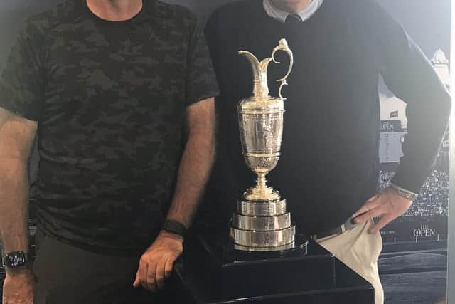 2009 winner Stewart Cink with Swanston club manager Mike Robson at the capital club.