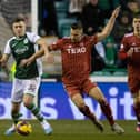Josh Campbell and Aberdeen's Ylber Ramadami in action when the teams last met at Easter Road in January