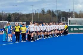 Scotland and Canada walk onto the Peffermill pitch before the game. The rising Scotland stars went on to record a glory double over the visitors.
