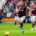 Taylor Moore in action for Hearts during the 2021/22 season, when he joined on loan from Bristol City. Picture: SNS