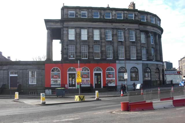 Blenehim Place at the junction with the top of Leith Walk, one of the few elements of Playfair's plan to be executed.