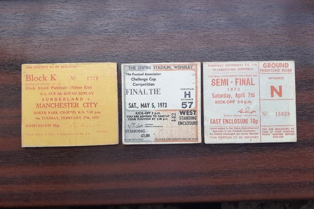These coasters are created in the image of tickets to the 1973 FA Cup final, semi-final and fifth round replay. Their owner refuses to allow anyone to place drinks on them.