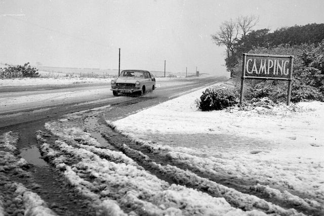 Snow on A68 just outside Dalkeith in November 1962.