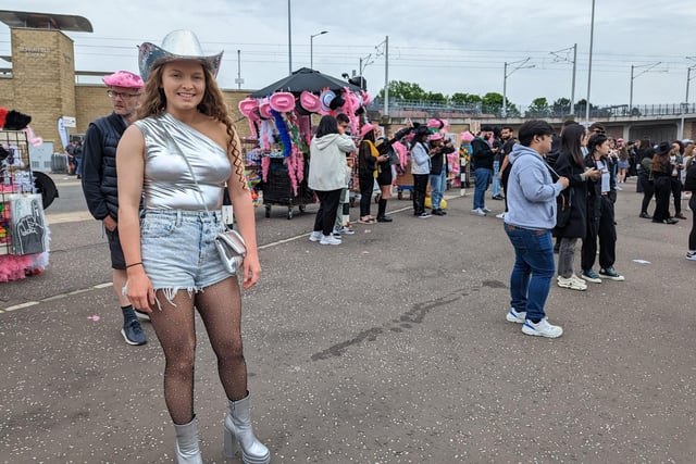One attendee was inspired by Beyoncé's shining silver outfits, and put together her own 'disco cowboy' look for the Edinburgh gig.