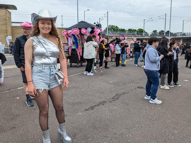 One attendee was inspired by Beyoncé's shining silver outfits, and put together her own 'disco cowboy' look for the Edinburgh gig.