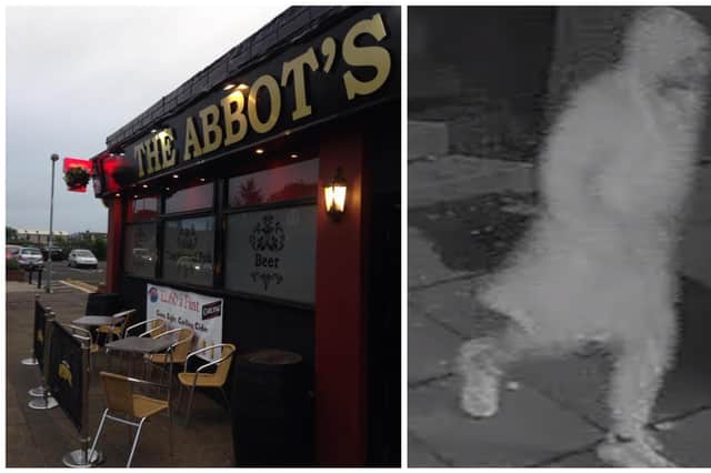 A man wearing a dressing gown has been captured on CCTV following a fire at The Abbot’s Choice pub in Edinburgh.