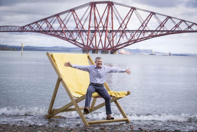 Lib Dem leader Willie Rennie on the campaign trail in South Queensferry.