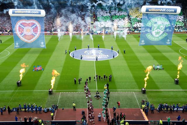 The team heading out of the tunnel prior to the 2012 Scottish Cup final. Picture: SNS