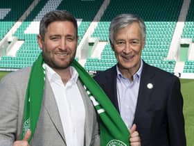Ron Gordon, right, with new Hibs manager Lee Johnson
