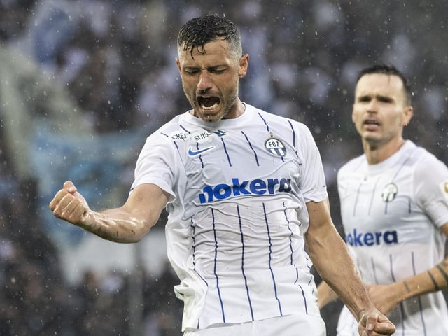 Zurich's Blerim Dzemaili celebrates after after firing his team into the lead