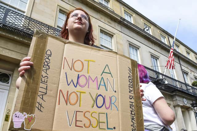 Protesters outside US Consulate in Edinburgh after the overturning of Roe V Wade (Photo: Lisa Ferguson).