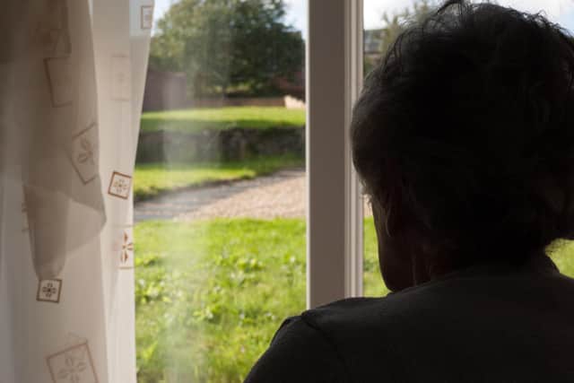A pensioner looks out of the window. Pic: LadyWriter55/Shutterstock
