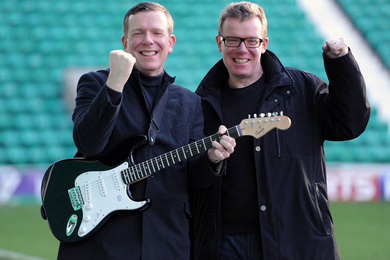 The Proclaimers are die-hard Hibs supporters, with twins Craig and Charlie Reid often seen at Easter Road. Their song Sunshine on Leith has become a Hibs anthem, famously belted out by 25,000 Hibbys at Hampden when the Leith side finally ended their cup hoodoo in 2016. Craig (wearing glasses) and Charlie Reid are pictured at Easter Road.