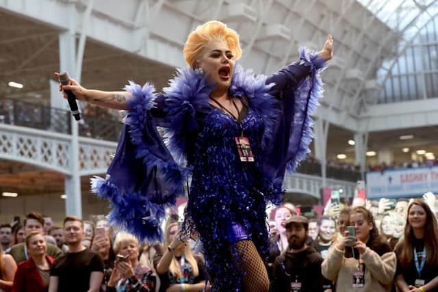 Baga Chipz performs onstage at RuPaul's DragCon UK. (Photo by Tristan Fewings/Getty Images for World Of Wonder Productions).