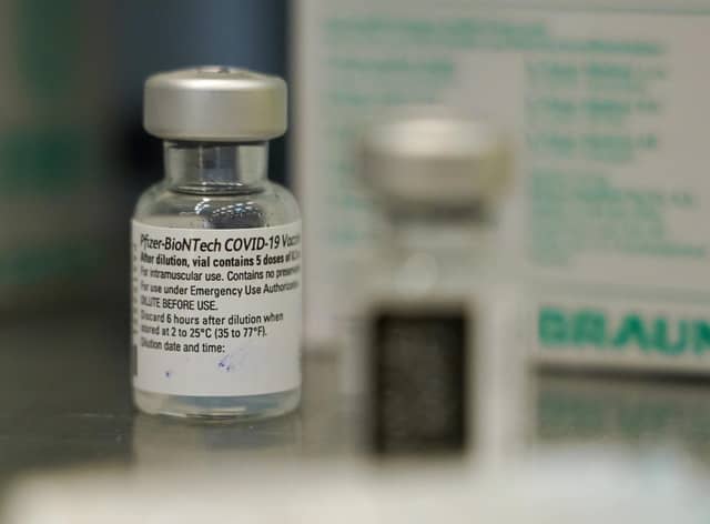 A bottle of the Pfizer/BioNTech vaccine against Covid-19. Picture: Sean Gallup - Pool/Getty Images