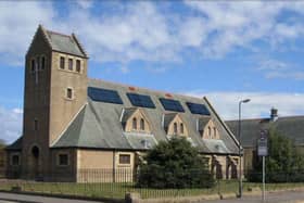 Picture shows how solar panels will look on roof of Newtongrange Parish Church.
