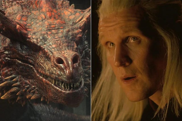 Caraxes the Blood Wyrm is ridden by Prince Daemon Targaryen (Matt Smith), brother of King Viserys. Caraxes is described as a "formidable huge blood-red " dragon who is "fearsome and battle savvy".