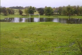 The waterlogged football pitch in Loanhead.