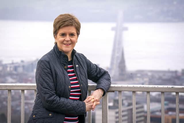 First Minister Nicola Sturgeon at Dundee Law in Dundee, during local election campaigning. She is set to appear on Loose Women today.