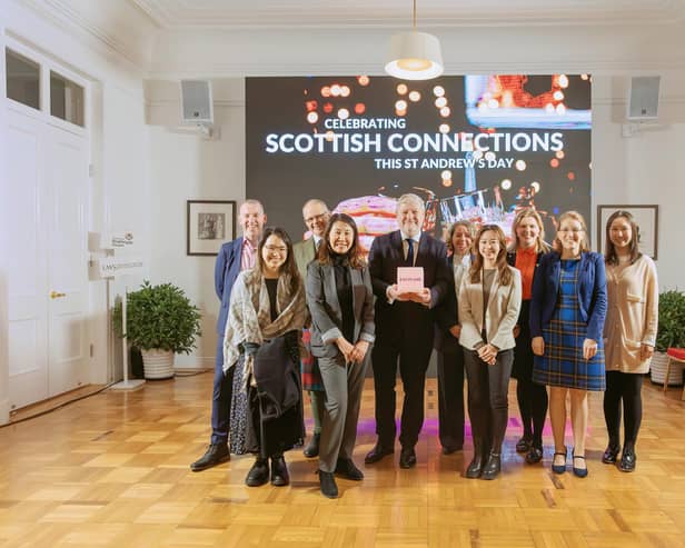Angus Robertson celebrating St Andrews Day in Beijing with staff from the Scottish Government, Visit Scotland and the Scotch Whisky Association