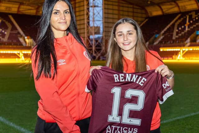 Hearts head coach Eva Olid unveils new signing Erin Rennie a week before her debut in the derby – against her former team