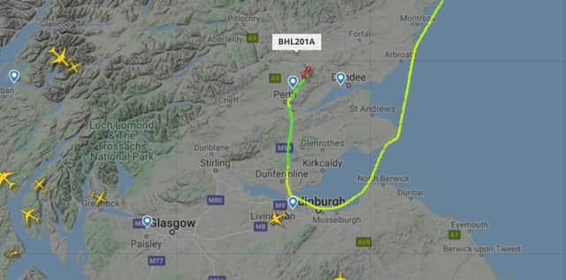 Route of Sikorsky S-92A this morning leaving Aberdeen Airport and flying down to Edinburgh before turning around and returning back up to the north east picture: Flightradar24
