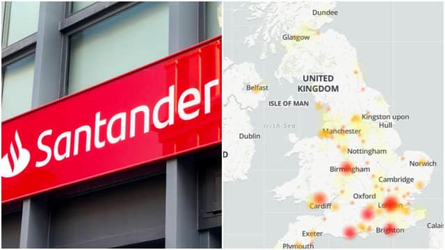 Santander, TSB and Natwest online banking services went down on Friday, affecting people across the UK (Shutterstock/Downdetector)