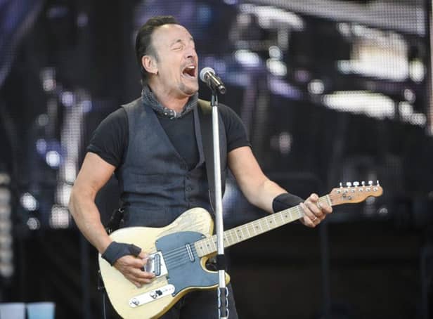Bruce Springsteen on stage at Hamdpen Park. Picture: Greg Macvean