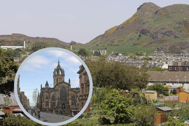 Edinburgh's Arthur's Seat and the Royal Mile (inset) were named as the two best spots in the UK to go for a walk.