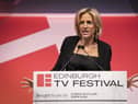 Journalist Emily Maitlis rehearsing ahead of delivering the 2022 MacTaggart Lecture in The Lennox at the EICC at the Edinburgh TV Festival. Maitlis has said a BBC board member is an “active agent of the Conservative party” who is shaping the broadcaster’s news output
