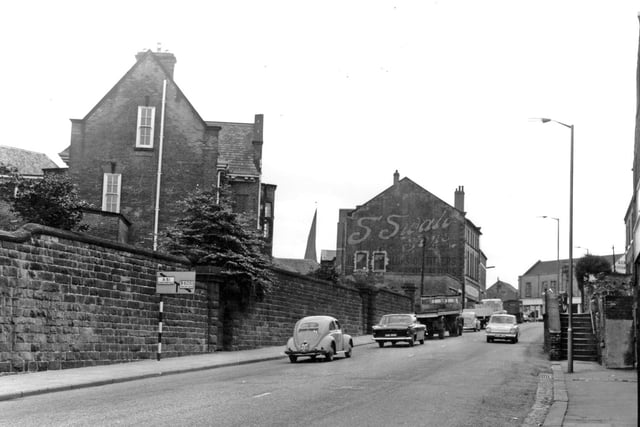 This shot shows Sheffield Road, looking up towards the town centre, taken in the sixties