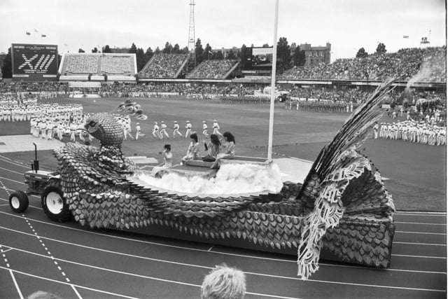 One of the floats in the opening ceremony of the Edinburgh Commonwealth Games 1986.