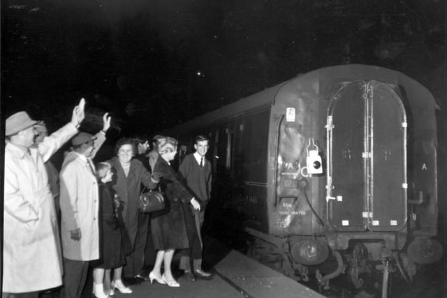 The last train departs Princes Street Station prior to closure on 6 September 1965.