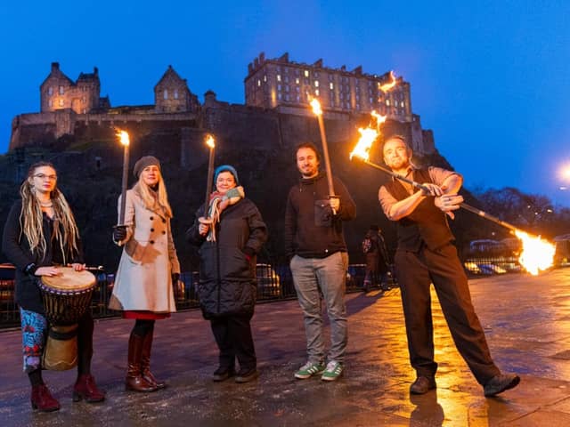 The Noise Committee's Judyta Tulodzieck, EventScotland’s Rebecca Edser, UniqueAssembly’s Penny Dougherty, Social Bite’s Josh Littlejohn MBE and Circus Alba's James Armandy. Photo by Duncan McGlynn.