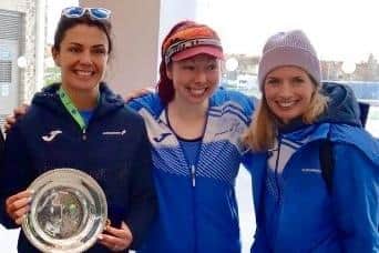 The winning Scotland squad, from left to right: Emma Murray, Amanda Woodrow, Catherine Cowie. Picture: Debbie Consani.