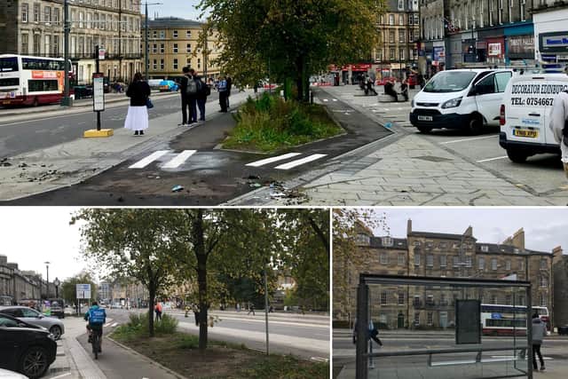 The design incorporates two cycle lanes either side of the floating bus stop. EBUG said the seven-metre distance from the bus shelter to the kerb side is problematic for people with mobility issues