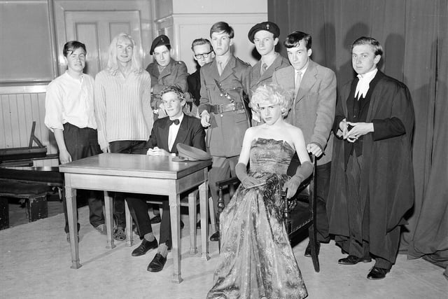 Boys from the Royal High School dramatic society at a dress rehearsal for an play in aid of the Freedom from Hunger Campaign in July 1963.