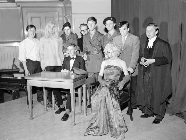 Boys from the Royal High School dramatic society at a dress rehearsal for an play in aid of the Freedom from Hunger Campaign in July 1963.