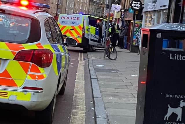 Officers called to an incident on Nicolson Street, Edinburgh - one man has been arrested picture: supplied