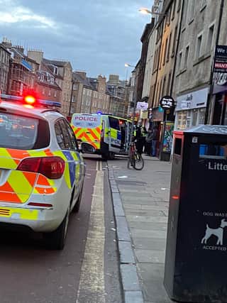 Officers called to an incident on Nicolson Street, Edinburgh - one man has been arrested picture: supplied